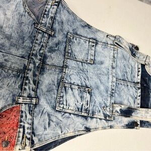Blue Distressed Overalls with Relaxed Fit